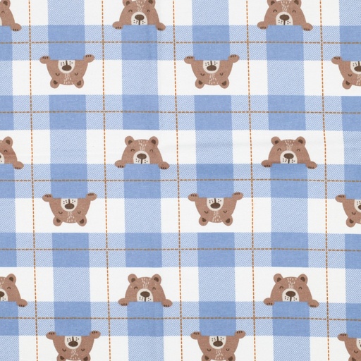 [VE-04094-002] Flanel Bear Check Light Blue