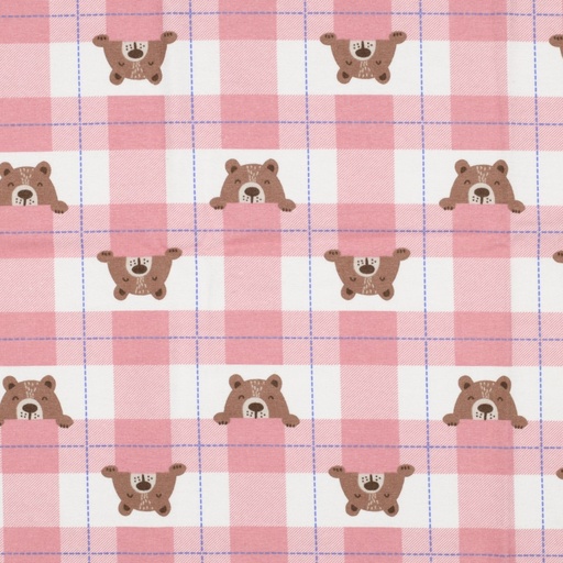 [VE-04094-004] Flanel Bear Check Rose