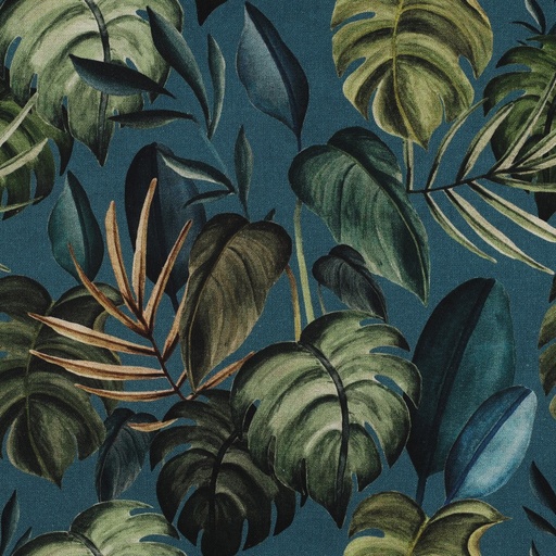 [VE-04070-006] Canvas Digital Tropical Leaves Petrol