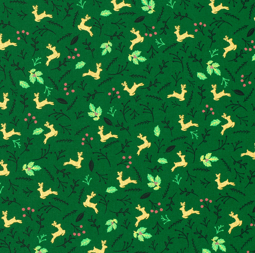 [NO-22702-025] Kerststof Foil Rendiertjes Groen