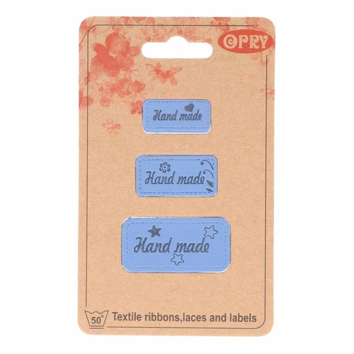 [DBF-69652-05] Opry skai-leren labels handmade lichtblauw