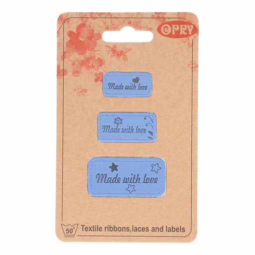 [DBF-69653-05] Opry skai-leren labels made with love blauw