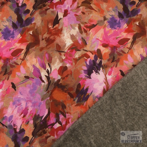 [MU-5620-1917] Alpenfleece Digital Painted Flowers Red