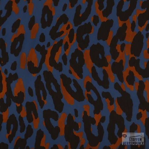 [BEW-1096] Polyester Dierenprint Roest/Zwart/Blauw