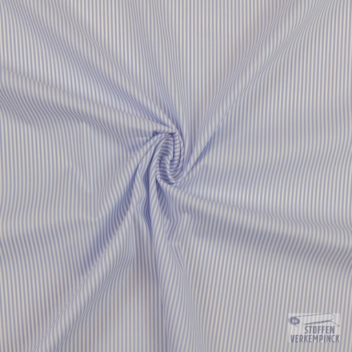 [BEW-1100] Stretch Popeline Streepje Lichtblauw/Wit