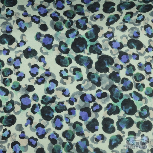 [BEW-1106-01] Viscose Jersey Dierenprint Petrol/Aqua