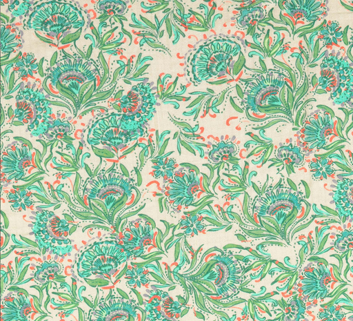 [HE-211700-0010] Katoen Vintage Bloemen Groen