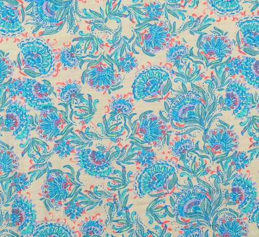 [HE-211700-0012] Katoen Vintage Bloemen Blauw
