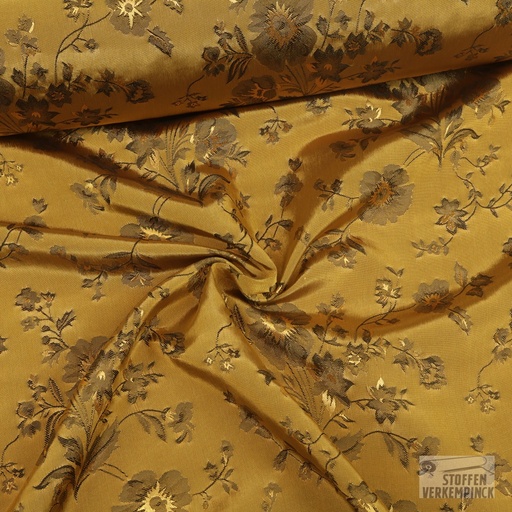 [ZA-001856-07] Jacquard Voering Bloemen Goud