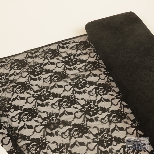 [CI-PIZZO EL. DAISY-300] Elastische kant Zwart