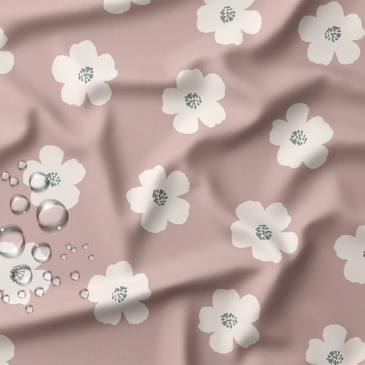[DO-101226] Waterdichte stof voor regenjas met print Jexy rose