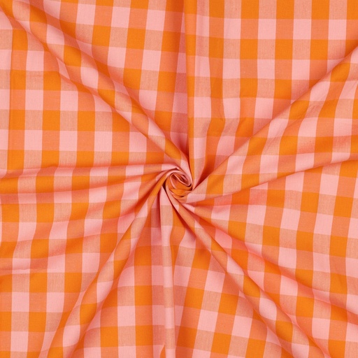 [VE-03511-003] Cotton Yarn Dyed Checks Orange/Salmon