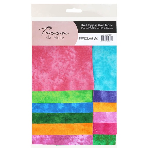 [DBF-65690-01] Tissu de Marie Stof katoen gewolkt - 01- 13 stukjes van 12,5cm op 12,5cm