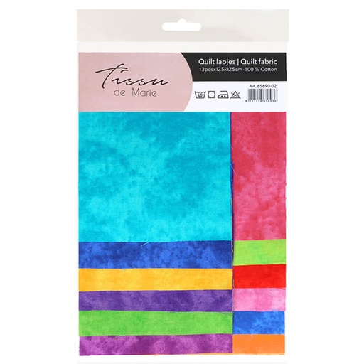 [DBF-65690-02] Tissu de Marie Stof katoen gewolkt - 02 - 13 stukjes van 12,5cm op 12,5cm