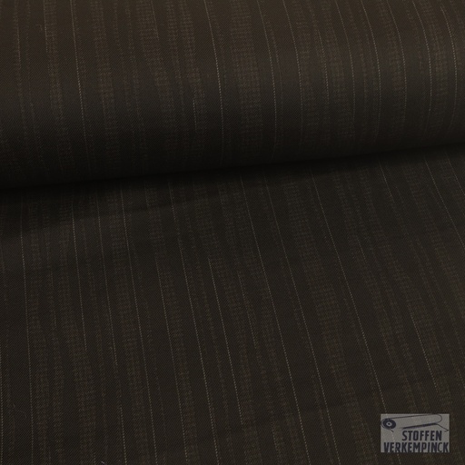 [184-0211] Wol Stretch Soepel Gabardine "krijtstreep" Zwart