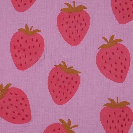 [VE-03082-065] Double Gauze Strawberries Pink
