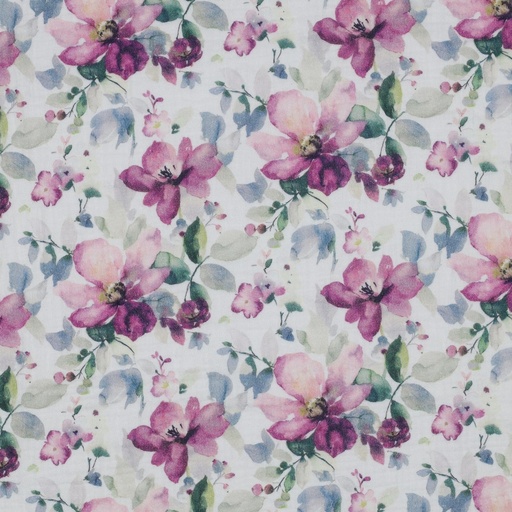 [VE-03205-001] Double Gauze Digital Flowers White