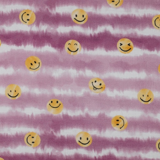 [VE-04186-002] Double Gauze Digital Happy Faces Blush