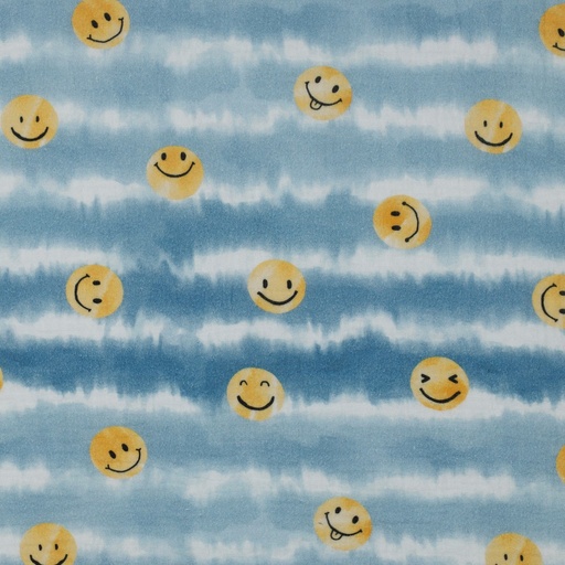 [VE-04186-003] Double Gauze Digital Happy Faces Jeans