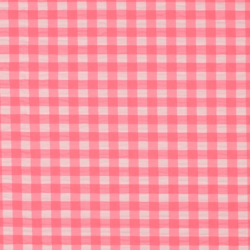 [VE-03509-001] Co/Pl Yarn Dyed Neon Checks 1 cm. Pink