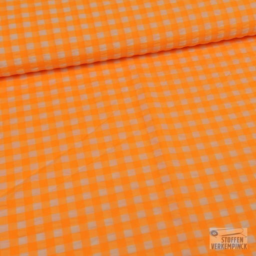 [VE-03509-003] Co/Pl Yarn Dyed Neon Checks 1 cm. Orange
