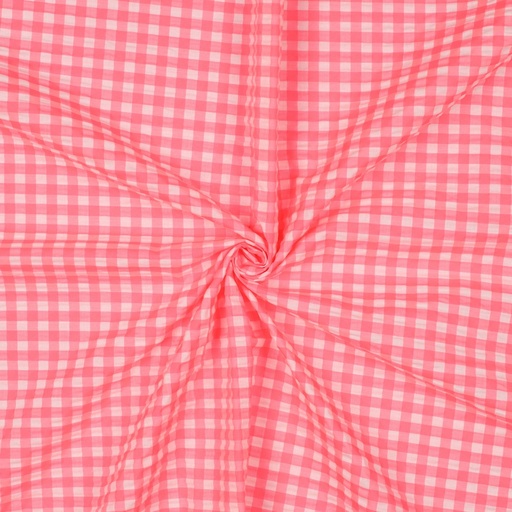 [VE-03509-011] Co/Pl Yarn Dyed Neon Checks 0.5cm. Pink
