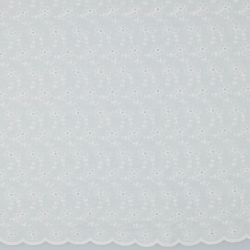 [VE-03605-001] Cotton Embroidery 2-Side Border White