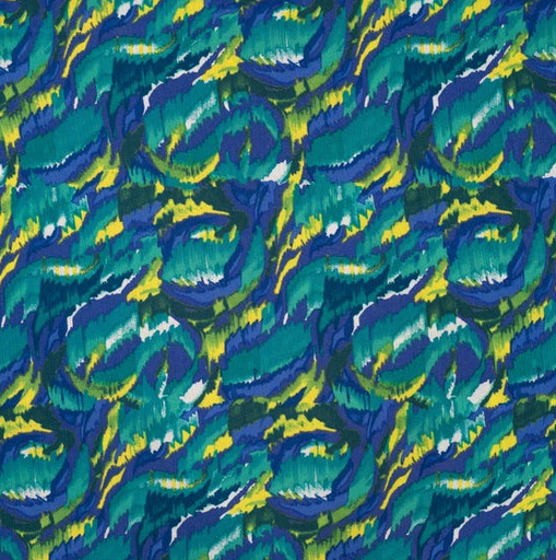 [QT-P19002-975] Viscose Crincle Graphic Petrol