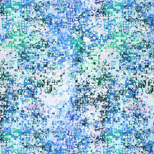[KI-20540-650] Polyester Stretch Digital Glitches Blue