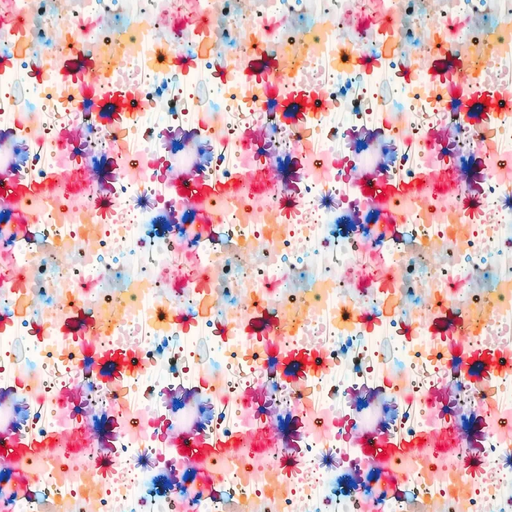 [KI-21807-870] Polyester Stretch digi Daisies Pink/Blue