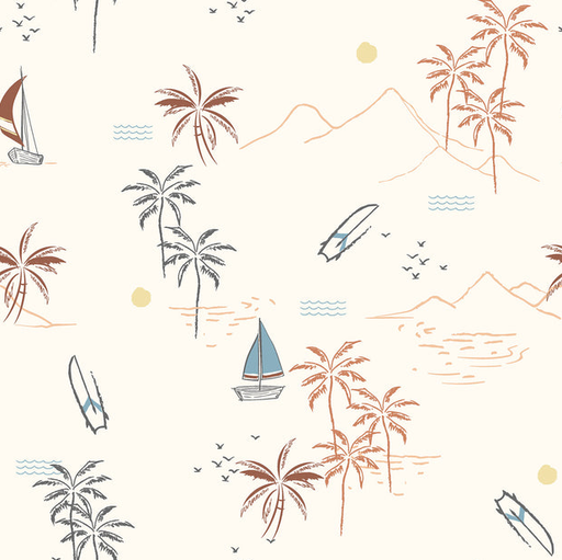 [NO-23611-051] Jersey Katoen Palm Beach Off White