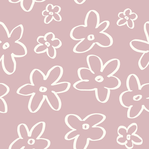 [NO-23615-014] Jersey Katoen Flowers Old Pink