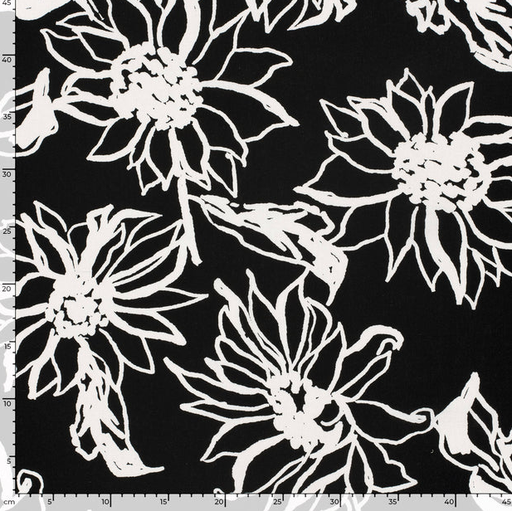 [NO-23018-069] Viscose/Linnen Big Flower Black