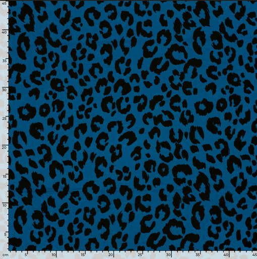 [NO-23061-006] Stretch Twill Polyester Leopard Cobalt