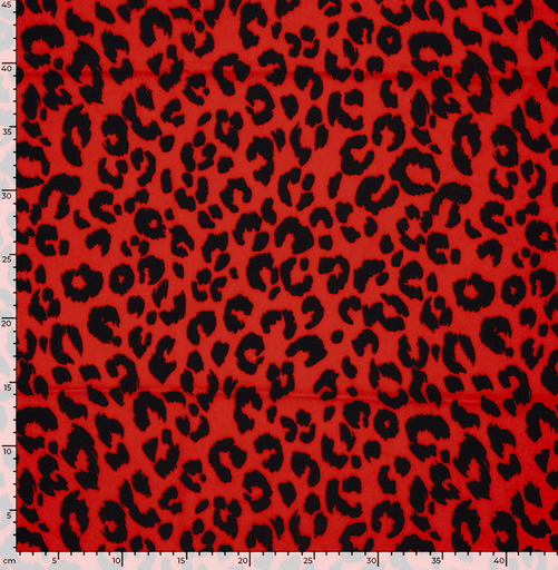 [NO-23061-015] Stretch Twill Polyester Leopard Red