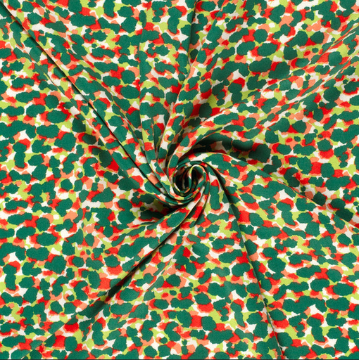 [NO-23093-015] Viscose Satin Spotted Green