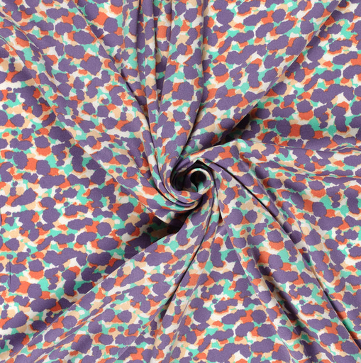 [NO-23093-044] Viscose Satin Spotted Purple