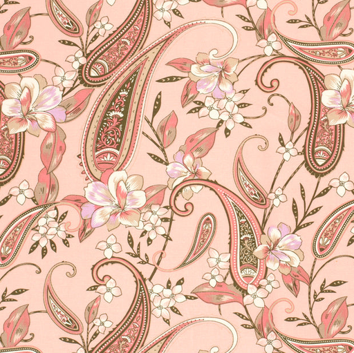 [NO-23132-011] Viscose Twill Sand Washed Paisley Rose