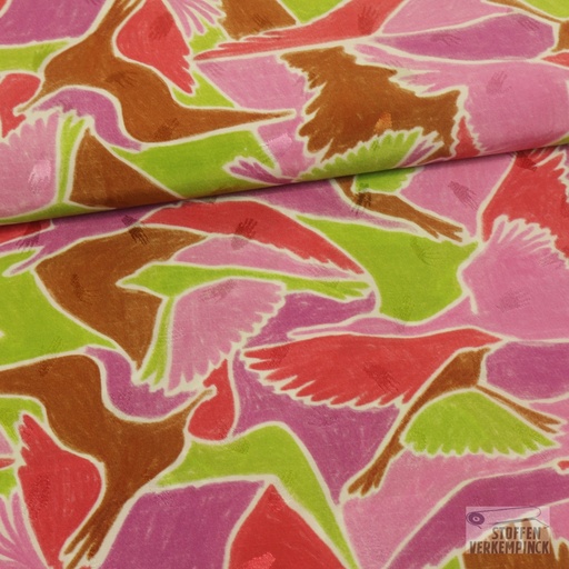 [POL-922865-10] Viscose Digi Birds Green/Pink