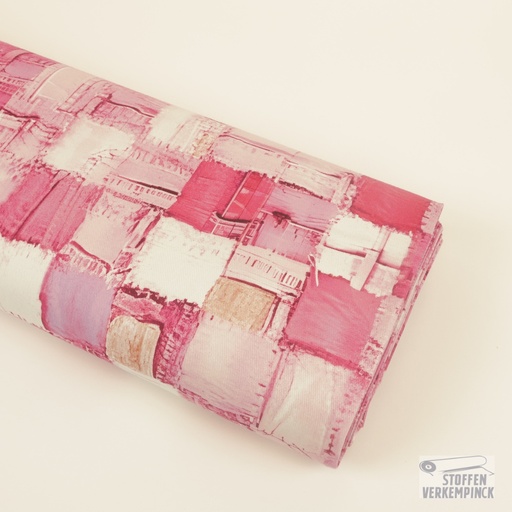 [POL-923465-70] Keperkatoen Print Jeans Building Pink