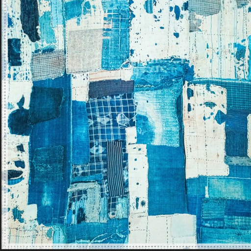 [POL-923466-80] Keperkatoen Print Jeans Fabrics Turquoise