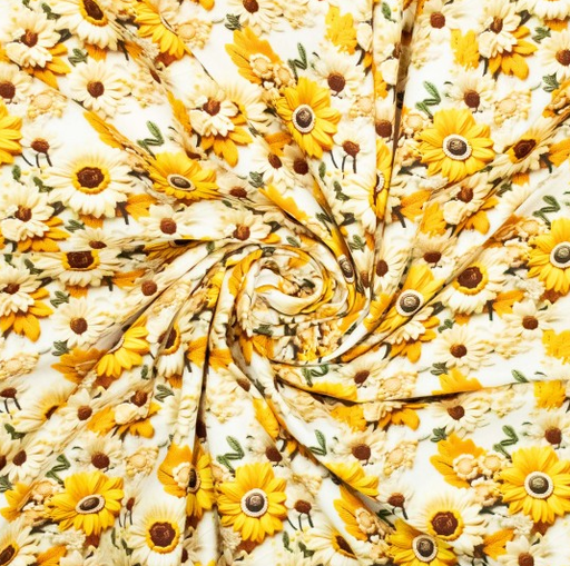 [POL-923471-10] Canvas 3D Sunflowers Off White