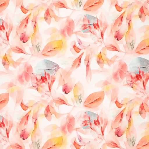 [KI-21684-534] Stretch Coton Satin Digi Hawai Salmon
