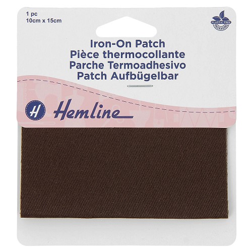 [DI-H690.1.BR] Herstelstuk keper polycoton opstrijkbaar 10x15cm - Bruin