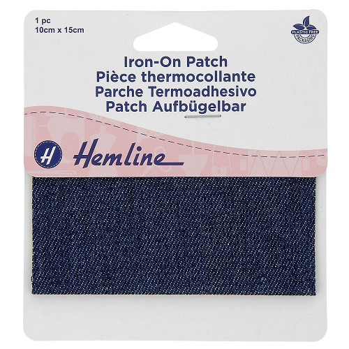 [DI-H690.1.DD] Herstelstuk keper polycoton opstrijkbaar 10x15cm - Donker Jeans
