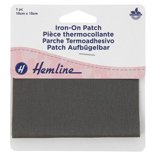 [DI-H690.1.DG] Herstelstuk keper polycoton opstrijkbaar 10x15cm - Donker Grijs