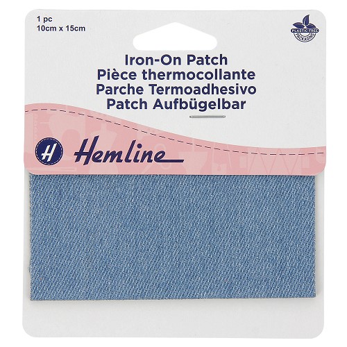 [DI-H690.1.LD] Herstelstuk keper polycoton opstrijkbaar 10x15cm - Licht Jeans