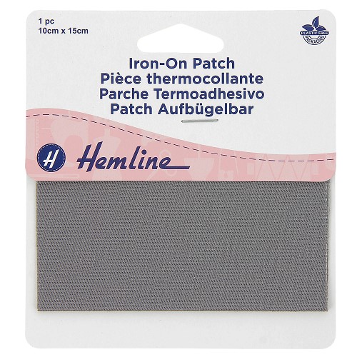 [DI-H690.1.LG] Herstelstuk keper polycoton opstrijkbaar 10x15cm - Licht Grijs