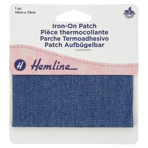 [DI-H690.1.MD] Herstelstuk keper polycoton opstrijkbaar 10x15cm - Midden Jeans