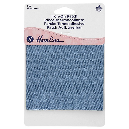 [DI-H690.L.LD] Herstelstuk opstrijkbaar 44x12cm - Licht Jeans 